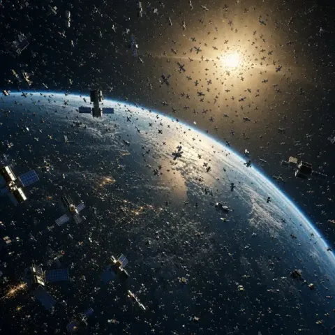 Thousands of satellites crowd the sky above the Earth